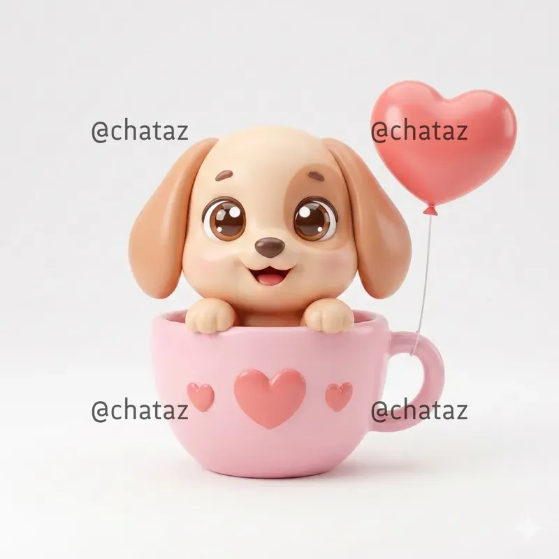Cute Kawaii Animal In Cup Valentines