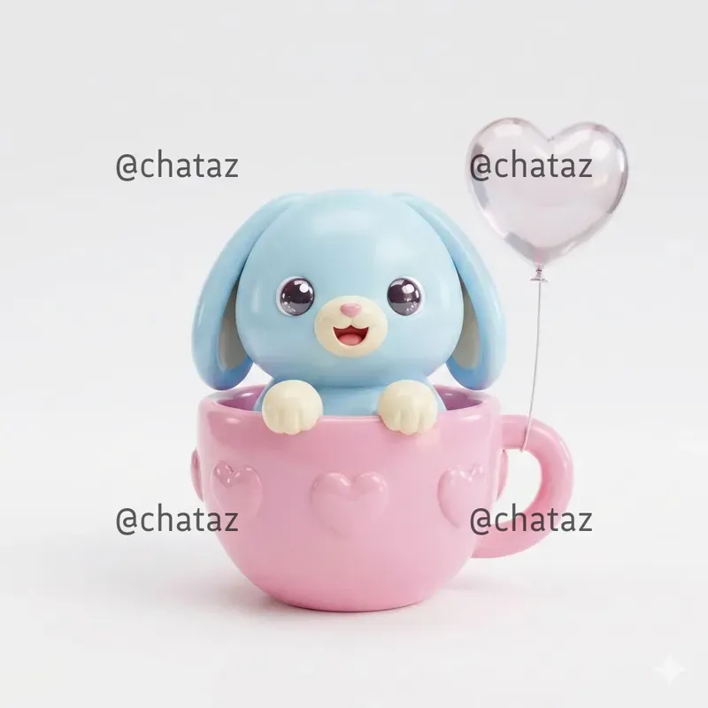 Cute Kawaii Animal In Cup Valentines