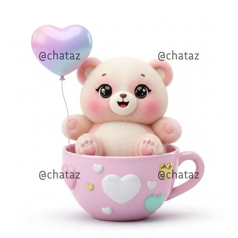 Cute Kawaii Animal In Cup Valentines