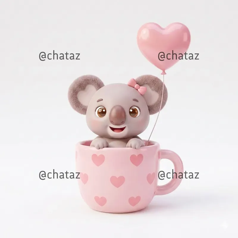 Cute Kawaii Animal In Cup Valentines