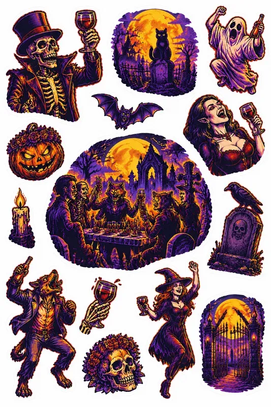 Retro Comic Halloween Sticker Sheets