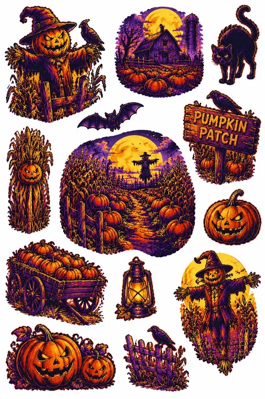 Retro Comic Halloween Sticker Sheets