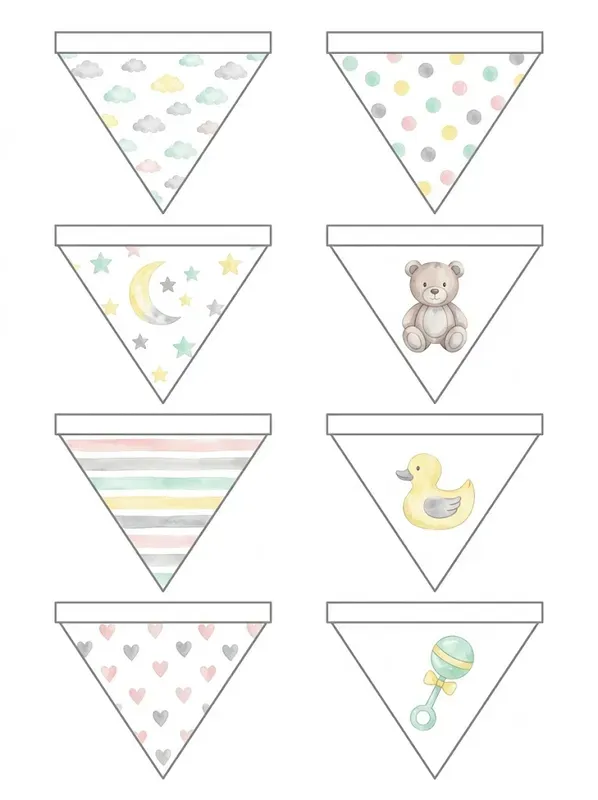 Watercolor Party Bunting Sheets