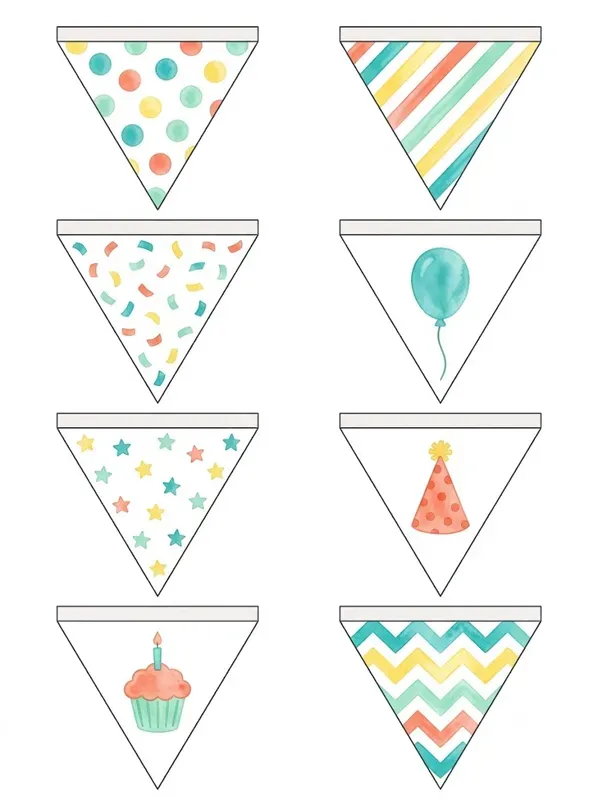 Watercolor Party Bunting Sheets