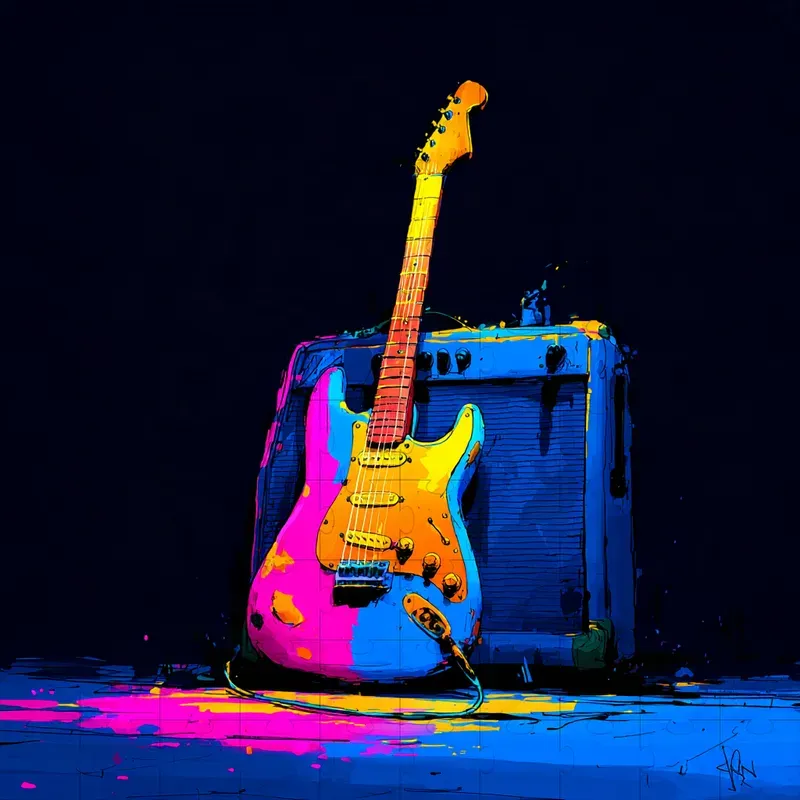 Gouache Neon Ink Splatter Nightscapes