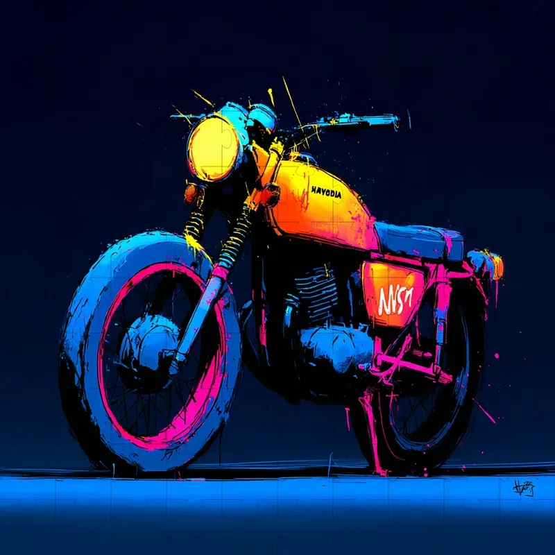 Gouache Neon Ink Splatter Nightscapes