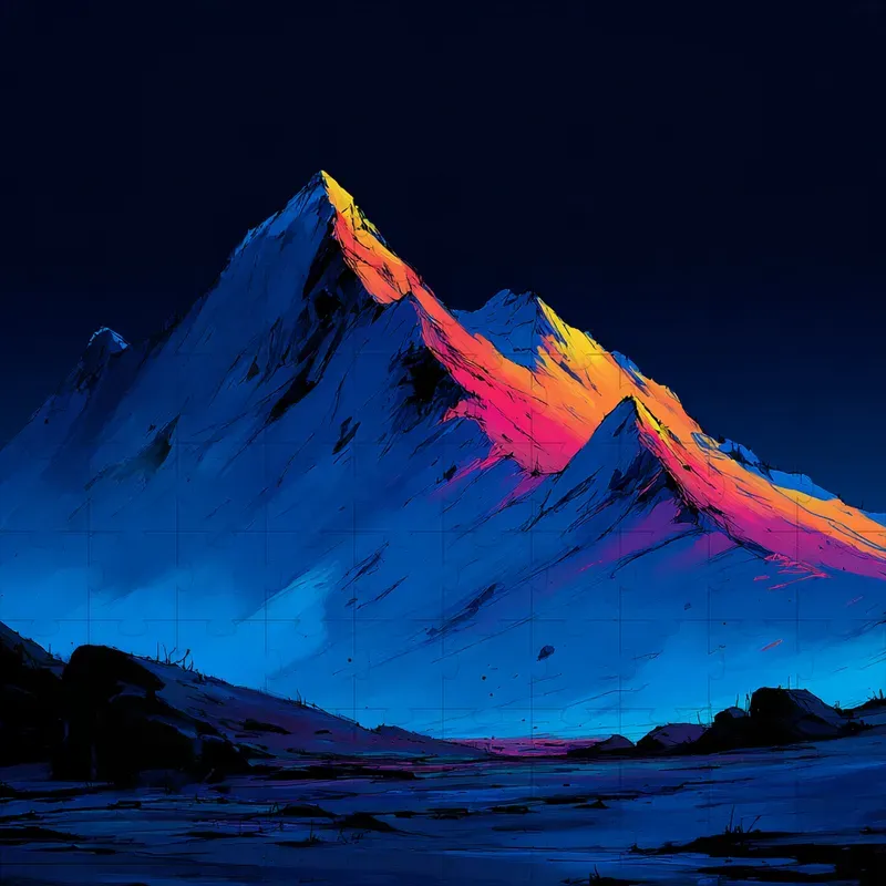 Gouache Neon Ink Splatter Nightscapes