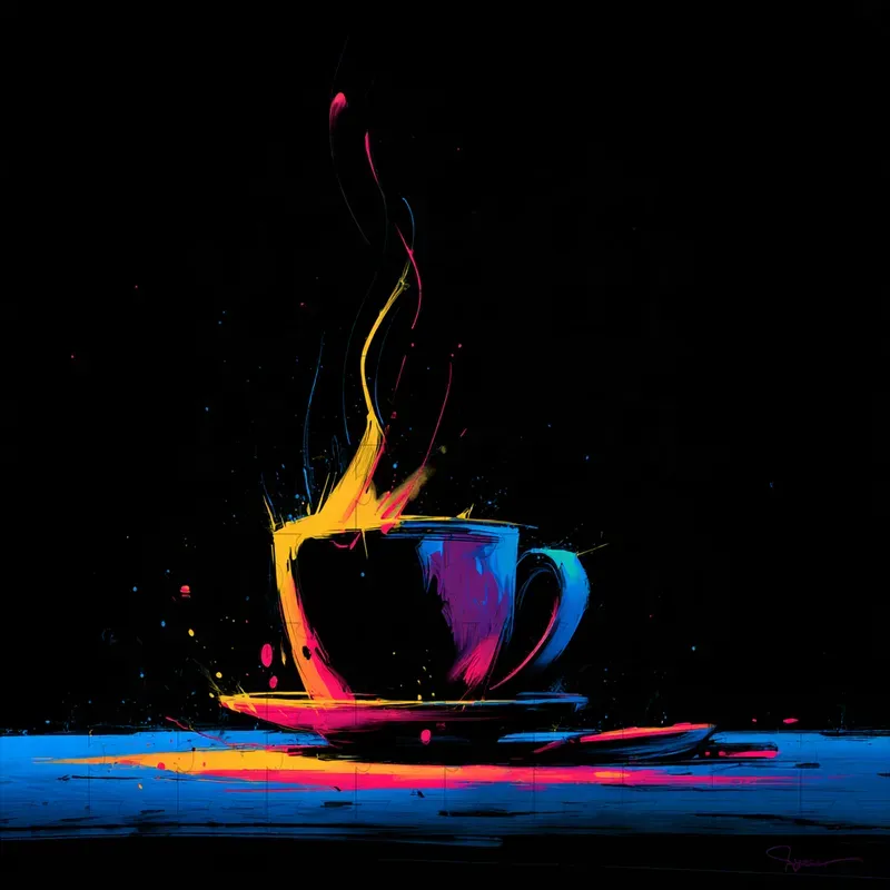 Gouache Neon Ink Splatter Nightscapes