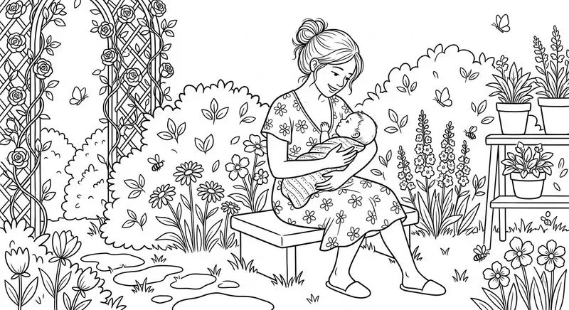 Mothers' Love In Heartwarming Line Art