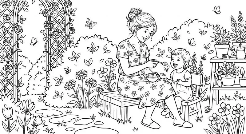 Mothers' Love In Heartwarming Line Art