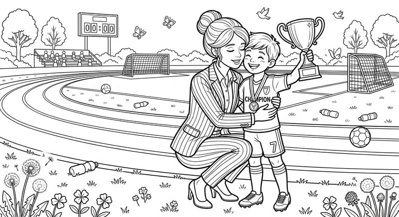 Mothers' Love In Heartwarming Line Art