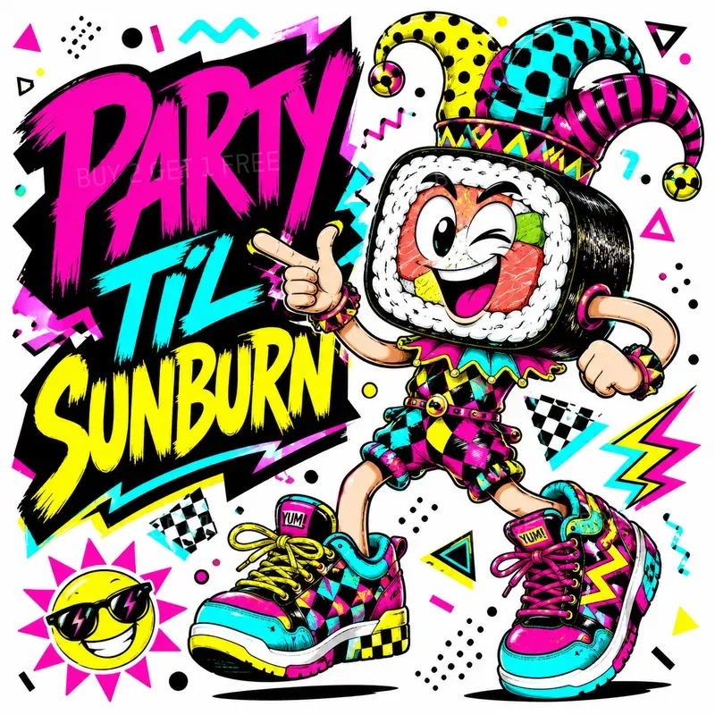 Neon Food Summer Party Stickers