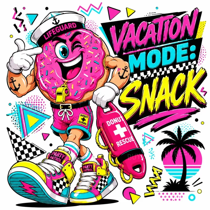 Neon Food Summer Party Stickers