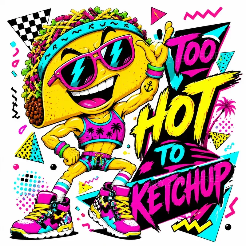 Neon Food Summer Party Stickers