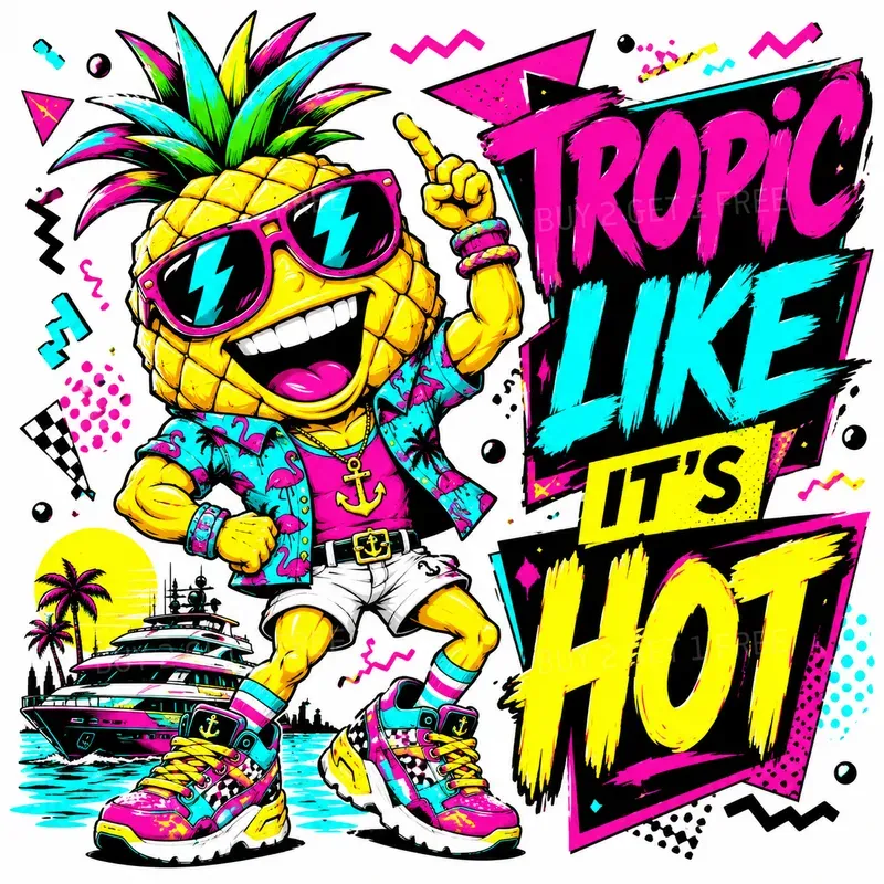 Neon Food Summer Party Stickers