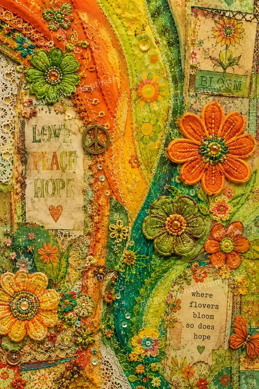 Hippie Pattern Flower Junk Journal Pages