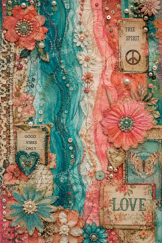 Hippie Pattern Flower Junk Journal Pages