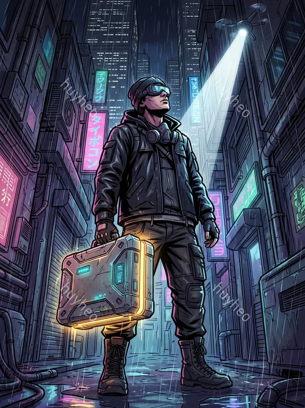 Cyberpunk Noir Glowing Silhouettes