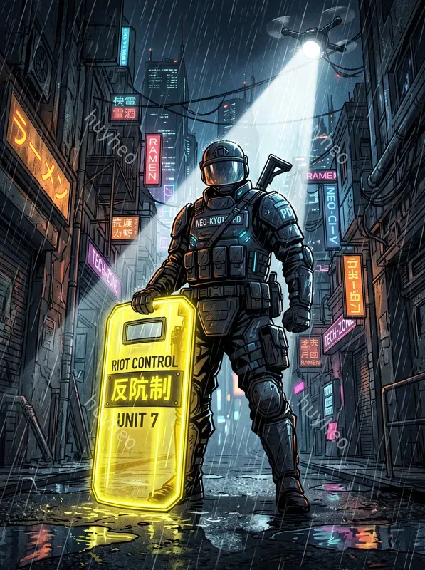 Cyberpunk Noir Glowing Silhouettes