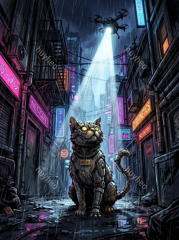Cyberpunk Noir Glowing Silhouettes