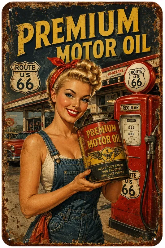 Vintage Americana Pin Up Tin Signs