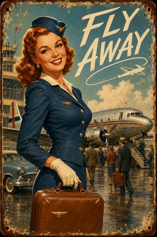 Vintage Americana Pin Up Tin Signs