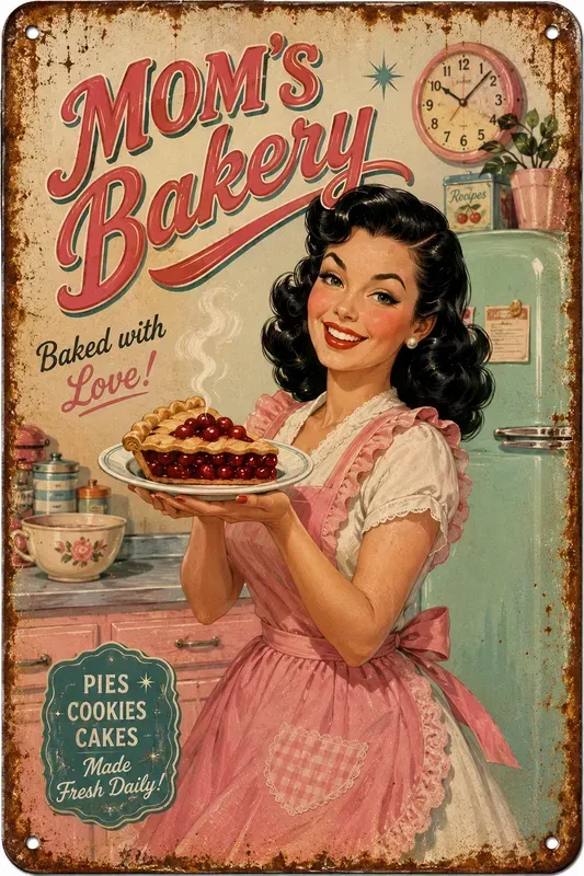 Vintage Americana Pin Up Tin Signs