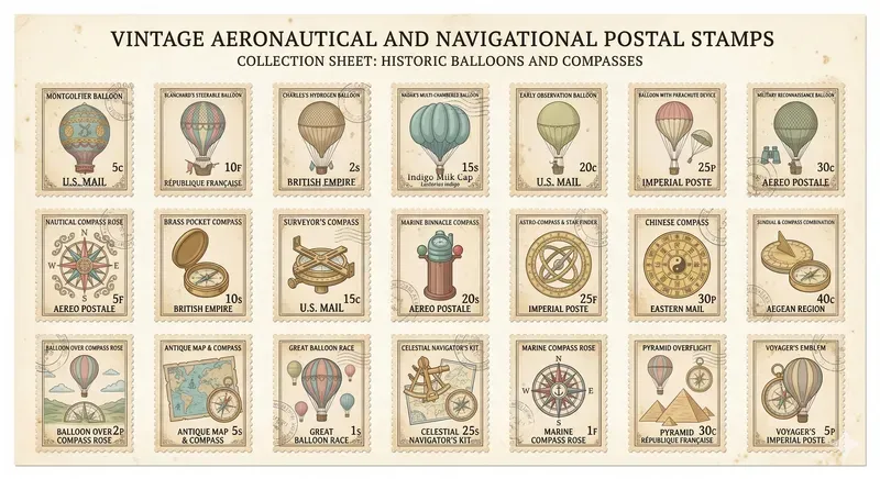 Vintage Postal Stamp Collection Sheets