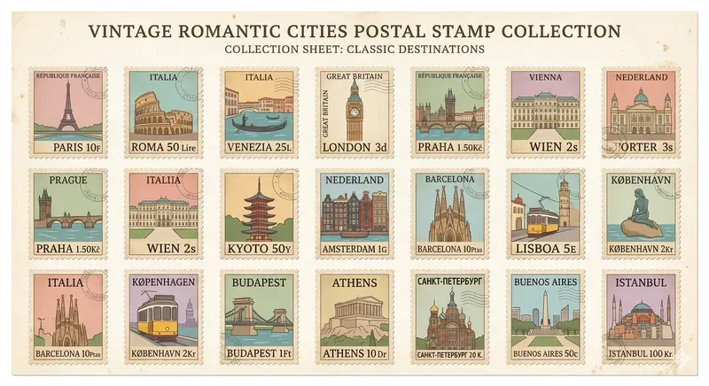 Vintage Postal Stamp Collection Sheets