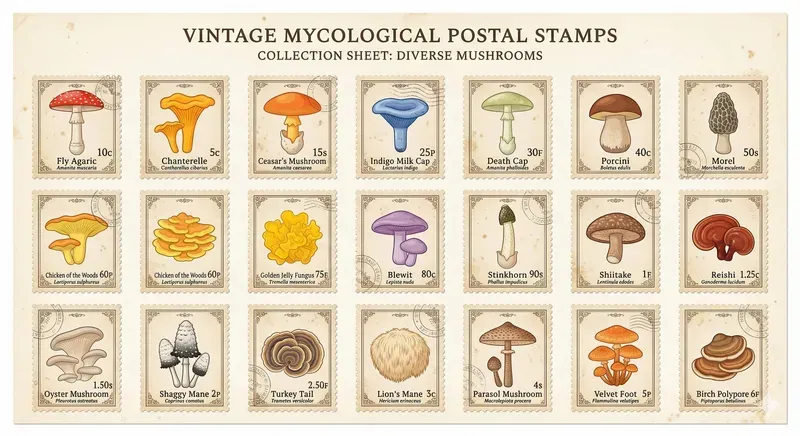 Vintage Postal Stamp Collection Sheets