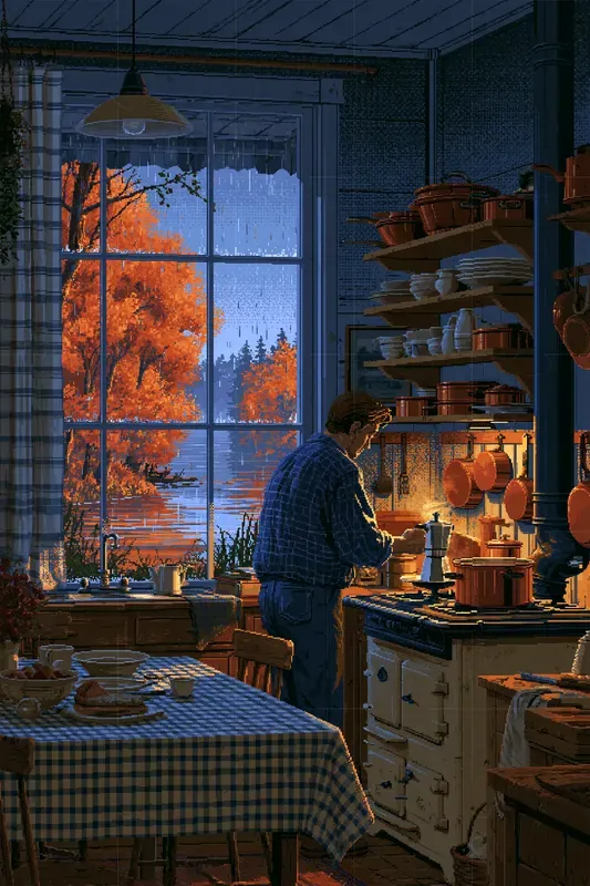 Cozy Retro Pixel Autumn Scenes