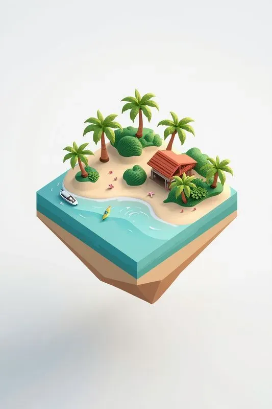 3D Isometric Floating Islands