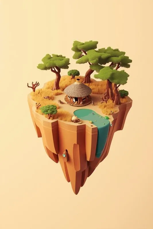 3D Isometric Floating Islands