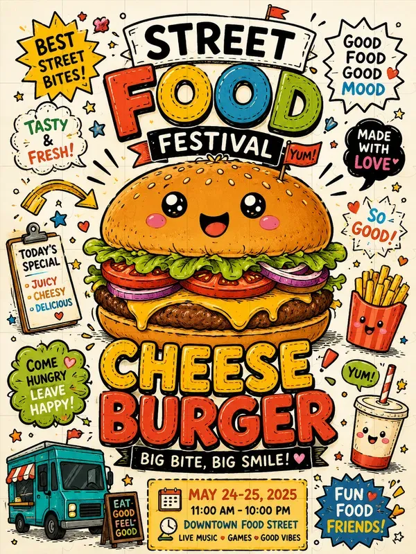 Cute Food Doodle Ad Posters