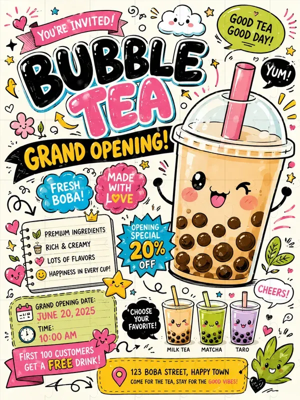 Cute Food Doodle Ad Posters
