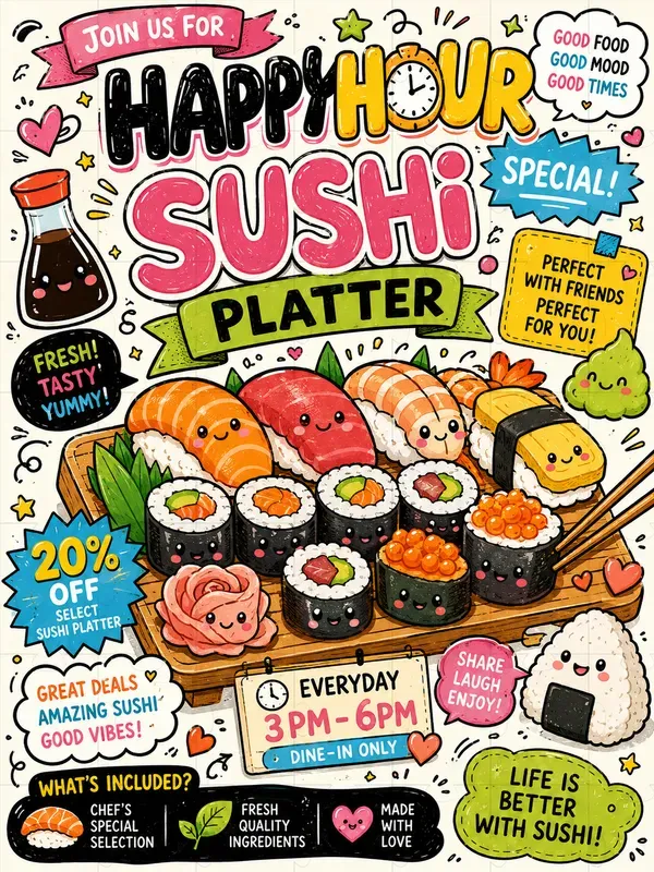 Cute Food Doodle Ad Posters