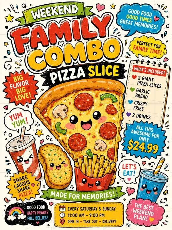 Cute Food Doodle Ad Posters