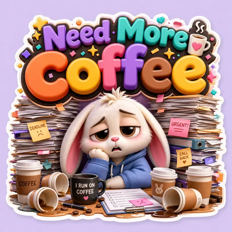 3D Kawaii Relatable Animal Quote Designs
