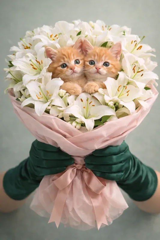 Kitten Bouquet Photos 8K