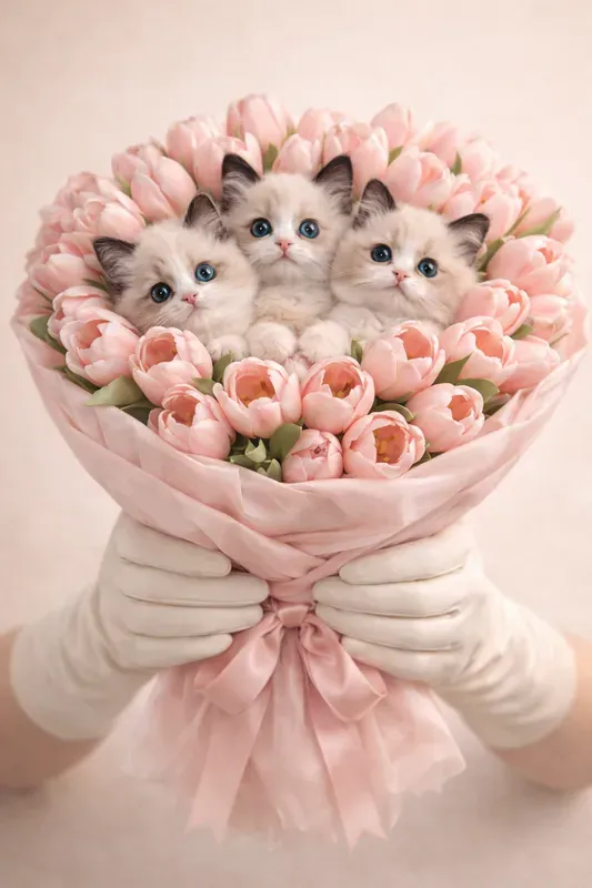 Kitten Bouquet Photos 8K