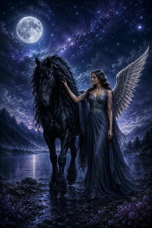 Dream Night Angel Horses Fantasy