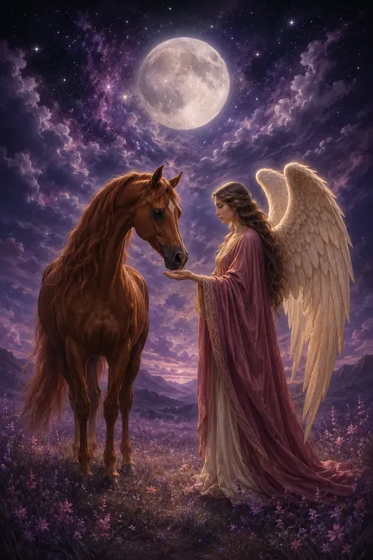 Dream Night Angel Horses Fantasy