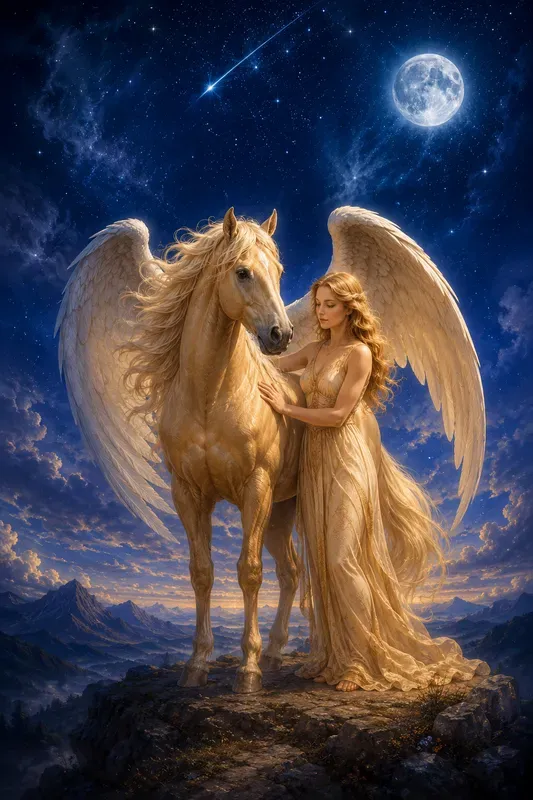 Dream Night Angel Horses Fantasy