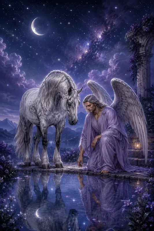 Dream Night Angel Horses Fantasy