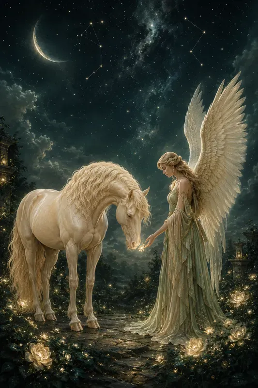 Dream Night Angel Horses Fantasy