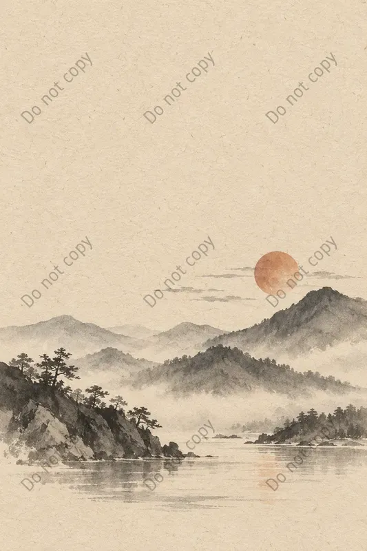 Japandi Ink Landscape Art Prints