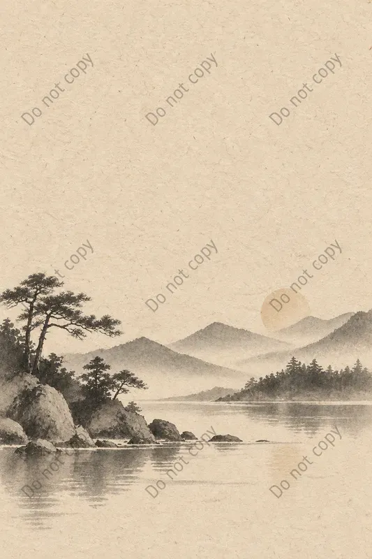 Japandi Ink Landscape Art Prints