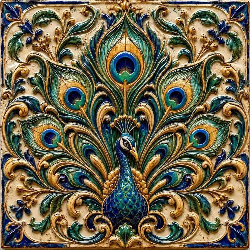 Ornate Glazed Relief Tiles