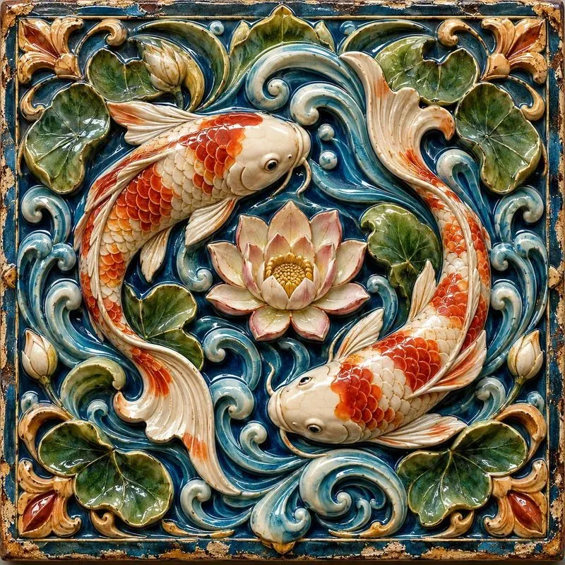 Ornate Glazed Relief Tiles