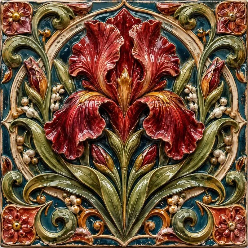 Ornate Glazed Relief Tiles